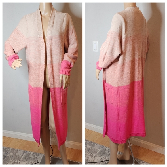 Torrid Pink Ombre Stripe Slouchy Duster Knit Sweater.  Size large (0) - Picture 4 of 16